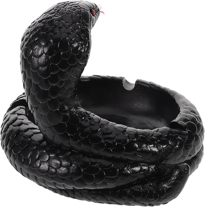 Black Serpent Resin Ashtray Desktop Ornament Home Office Decor Gift for Snake Enthusiasts - Image 1